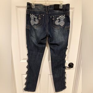 Y2K House of Dereon Women's Very Detailed Blue Denim Jeans Size 7/8 Beyoncé